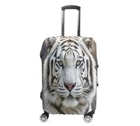 MNVTSKOP White Tiger Luggage Covers Scratch-Resistant Washable Suitcase Cover Polyester Elastic Travel Baggage Protector for Suitcase Protector Cover, White, M