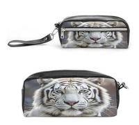 MNVTSKOP White Tiger Makeup Bag Small Cosmetic Travel Case Portable Stationery Organizer for Women Teacher
