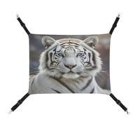 MNVTSKOP White Tiger Pet Hammock Breathable Cat Hanging Hammock with Adjustable Straps and Metal Hooks Plush Small Animal Soft Hideout Bed for Indoor and Outdoor