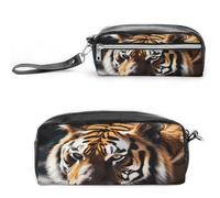 MNVTSKOP Wild Animal Tiger Makeup Bag Small Cosmetic Travel Case Portable Stationery Organizer for Women Teacher