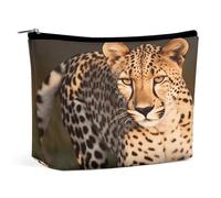 MNVTSKOP Wild Cheetah Cosmetic Bag Large Capacity Travel Makeup Bag Trendy Portable Toiletry Bag for Women