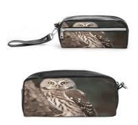 MNVTSKOP Wildlife Animal Owl Makeup Bag Small Cosmetic Travel Case Portable Stationery Organizer for Women Teacher