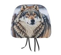MNVTSKOP Winter Farm Style Wolf Headrest Covers for Cars Universal Anti-Dirty Car Head Rest Protector Easy to Install Durable Breathable Vehicle Accessories for Auto Trucks SUVs