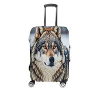 MNVTSKOP Winter Farm Style Wolf Luggage Covers Scratch-Resistant Washable Suitcase Cover Polyester Elastic Travel Baggage Protector for Suitcase Protector Cover, White, L