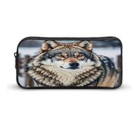 MNVTSKOP Winter Farm Style Wolf Pencil Case Large Capacity Pencil Pouch Office Pencil Bag for Men Women Desk Organizer