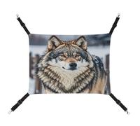 MNVTSKOP Winter Farm Style Wolf Pet Hammock Breathable Cat Hanging Hammock with Adjustable Straps and Metal Hooks Plush Small Animal Soft Hideout Bed for Indoor and Outdoor
