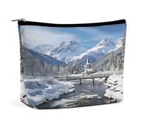 MNVTSKOP Winter Landscape in The Alps Cosmetic Bag Large Capacity Travel Makeup Bag Trendy Portable Toiletry Bag for Women