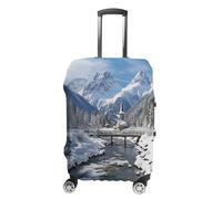 MNVTSKOP Winter Landscape in The Alps Luggage Covers Scratch-Resistant Washable Suitcase Cover Polyester Elastic Travel Baggage Protector for Suitcase Protector Cover, White, M