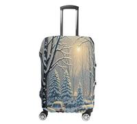 MNVTSKOP Winter Snow Scene Luggage Covers Scratch-Resistant Washable Suitcase Cover Polyester Elastic Travel Baggage Protector for Suitcase Protector Cover, White, M