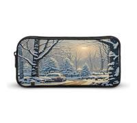 MNVTSKOP Winter Snow Scene Pencil Case Large Capacity Pencil Pouch Office Pencil Bag for Men Women Desk Organizer