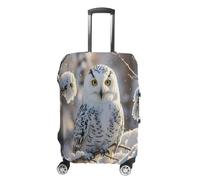 MNVTSKOP Winter White Owl Luggage Covers Scratch-Resistant Washable Suitcase Cover Polyester Elastic Travel Baggage Protector for Suitcase Protector Cover, White, XL