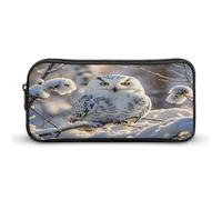 MNVTSKOP Winter White Owl Pencil Case Large Capacity Pencil Pouch Office Pencil Bag for Men Women Desk Organizer