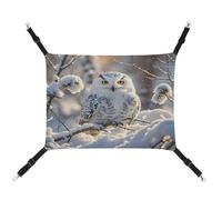 MNVTSKOP Winter White Owl Pet Hammock Breathable Cat Hanging Hammock with Adjustable Straps and Metal Hooks Plush Small Animal Soft Hideout Bed for Indoor and Outdoor