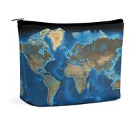 MNVTSKOP World Map Cosmetic Bag Large Capacity Travel Makeup Bag Trendy Portable Toiletry Bag for Women