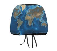 MNVTSKOP World Map Headrest Covers for Cars Universal Anti-Dirty Car Head Rest Protector Easy to Install Durable Breathable Vehicle Accessories for Auto Trucks SUVs