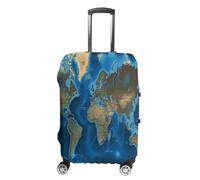 MNVTSKOP World Map Luggage Covers Scratch-Resistant Washable Suitcase Cover Polyester Elastic Travel Baggage Protector for Suitcase Protector Cover, White, M