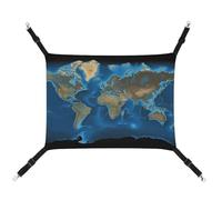 MNVTSKOP World Map Pet Hammock Breathable Cat Hanging Hammock with Adjustable Straps and Metal Hooks Plush Small Animal Soft Hideout Bed for Indoor and Outdoor