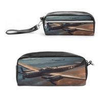 MNVTSKOP World War Aircraft Makeup Bag Small Cosmetic Travel Case Portable Stationery Organizer for Women Teacher