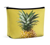 MNVTSKOP Yellow Pineapple Cosmetic Bag Large Capacity Travel Makeup Bag Trendy Portable Toiletry Bag for Women