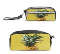 MNVTSKOP Yellow Pineapple Makeup Bag Small Cosmetic Travel Case Portable Stationery Organizer for Women Teacher