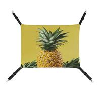 MNVTSKOP Yellow Pineapple Pet Hammock Breathable Cat Hanging Hammock with Adjustable Straps and Metal Hooks Plush Small Animal Soft Hideout Bed for Indoor and Outdoor