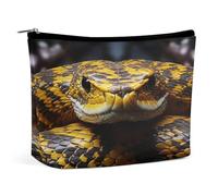 MNVTSKOP Yellow Snake Cosmetic Bag Large Capacity Travel Makeup Bag Trendy Portable Toiletry Bag for Women