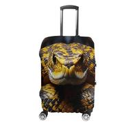MNVTSKOP Yellow Snake Luggage Covers Scratch-Resistant Washable Suitcase Cover Polyester Elastic Travel Baggage Protector for Suitcase Protector Cover, White, M
