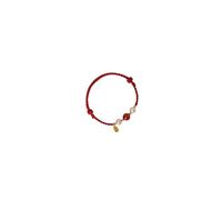Mnyixsi 14K Gold Fu Lucky Braided Strand Bracelet for Women, Handmade Rope Handchain Braided Rope Pearl Agate Bracelet FU Characters Bracelet, Chinese Style Jewelry Gift for Best Wishes Style 1