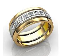 Mnyixsi 14k gold plated moissanite eternity ring two tone rings for men gold silver anniversary ring for women men eternity rings rings