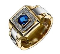 Mnyixsi 18K Gold Plated Hip Hop Ring for Men, Ice Crystal Engagement Ring for Women