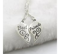 Mnyixsi 2Pcs Sterling Silver Best Friends Necklace, Two Souls One Heart Matching Necklaces for Couples BFF, Love Heart Matching Necklaces for Couples Valentine's Day Gift Jewelry Family