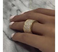 Mnyixsi 925 Sterling Silver Eternity Ring, 14K Yellow Gold Classic Cubic Zirconia Pave Ring, Anniversary Infinity Ring for Men, Moissanite Wedding Ring, Eternity Rings, Size 10