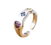 Mnyixsi 925 Sterling Silver Open Ring Heart Shape Women Handmade Dainty Crystal Chaming Temperament Ring Cubic Zirconia Promise Love Halo Engagement Ring