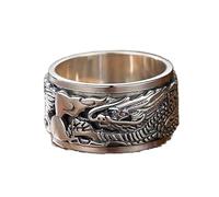 Mnyixsi Cool Dragon Ring 925 Sterling Silver Mens Viking Punk Biker Dainty Rotating Animal Promise Band, Size 11, Sterling Silver