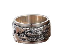 Mnyixsi Cool Dragon Ring 925 Sterling Silver Mens Viking Punk Biker Dainty Rotating Animal Promise Band