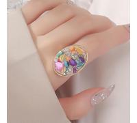 Mnyixsi Creative Multi Color Crystal Ring for Women, Handmade Dainty Multicolor Stone Charm Ring Gift, Lucky Birthstone Cocktail Party Promise Eternity Statement Ring Gift Opening Adjustable