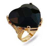 Mnyixsi Fashion Multi Color Big Crystal Heart Ring for Women, Open Adjustable Design Colorful Thick Heart Wedding Statement Ring, Shiny CZ Crystal Love Romantic Engagement Promise Ring, stone