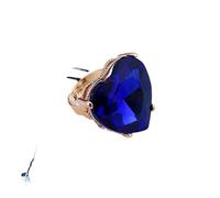 Mnyixsi Fashion Multi Color Big Crystal Heart Ring for Women, Open Adjustable Design Colorful Thick Heart Wedding Statement Ring, Shiny CZ Crystal Love Romantic Engagement Promise Ring, stone