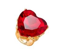 Mnyixsi Fashion Multi Color Big Crystal Heart Ring for Women, Open Adjustable Design Colorful Thick Heart Wedding Statement Ring, Shiny CZ Crystal Love Romantic Engagement Promise Ring, stone