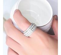 Mnyixsi - Hip Hop Bling Stacking Ring, Cuban Link Chain Ring, Full Diamond Ring with Gemstones, Classic Color Preserving Diamond Ring, Talla 8