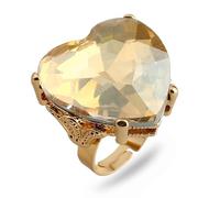 Mnyixsi - Multicolor Big Crystal Heart Ring for Women Engagement Ring Cubic Zirconia Heart Open Design Adjustable Colorful Chunky Wedding Statement Ring Style 7