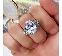 Mnyixsi Simulated Diamond Ring, 18K White Gold Plated 925 Sterling Silver Engagement Ring for Women