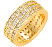 Mnyixsi Simulated Dimond Rings 3 Row Engagement Rings Promise Wedding Ring 18K Yellow Gold Plated Sterling Silver Rings S925 Rings Vintage Eternity Zircon Wedding Ring, 10, Stone, Diamond