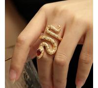 Mnyixsi Snake Ring for Men Women 18k Gold Plated Vintage Stackable Statement Rings with Ruby Best Cubic Zirconia Snake Statement Ring for Women, Size 8