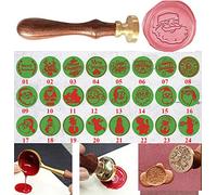 MNYR 24 Designs Christmas Santa Claus Monogram Decorative Wax Seal Sealing Stamp Curlicue Wedding Invitations Christmas Card Gift Wrapping Embellishment Cutomize Seal Stamp Rosewood Handle Set