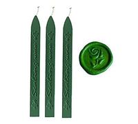 MNYR 3pcs Grass Green Wax Sticks with Wicks for Wax Seal Stamp Decorative Wedding Invitations Wax Seal Sealing Stamp Gift Cards Sealing Wax