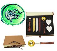 MNYR Dandelion Plant Nature Wax Seal Stamp Kit Wooden Handle Melting Spoon Candle Gift Box Set- Ideal for Decorating Gift Packing, Envelopes, Parcels, Cards, Letetrs, Wedding Invitations Seal Stamp