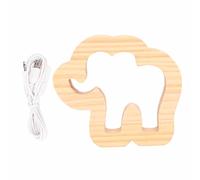 MNYTDPOCF Elephant Wood Car Lamp, 3D Wooden Night, USB ed LED Beads with Hollow, Warm White for Bedroom Li Room, and Pine l