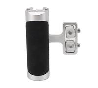 MNYTDPOCF Universal Camera Cage Side Handle Grip, Adjustable Aluminum Alloy Handle with Silicone Cover, Up Down Sliding Design with 1/4 Screw Cold Shoe Mount for DSLR Camera Cage Rig, Compat (Silver)