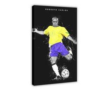 Mnyuein Roberto Carlos Football Player Poster Canvas Poster Bedroom Decor Landscape Office Room Decor Gift Frame:12x18inch(30x45cm)